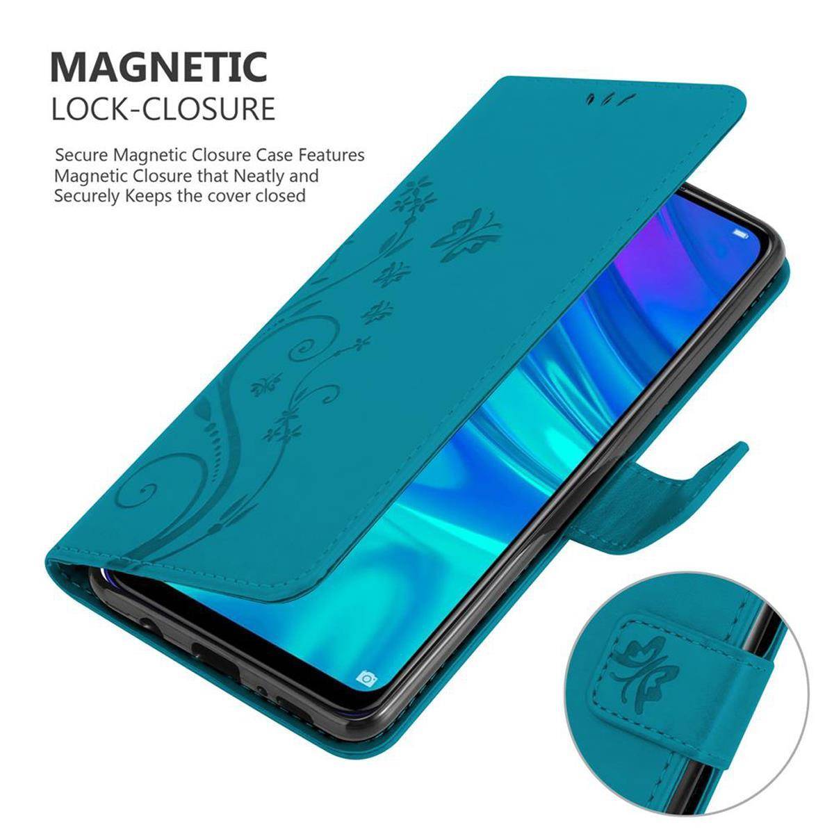 Cadorabo Hülle für Honor 10 LITE / Huawei P SMART 2019 Schutz Hülle in Blau Schutzhülle Handy Hülle Etui Case Blumen