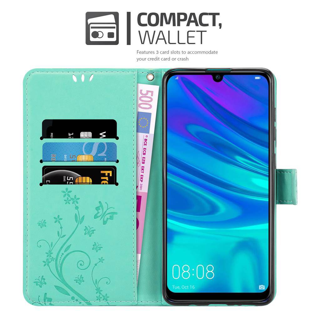 Cadorabo Hülle für Honor 10 LITE / Huawei P SMART 2019 Schutz Hülle in Türkis Schutzhülle Handy Hülle Etui Case Blumen