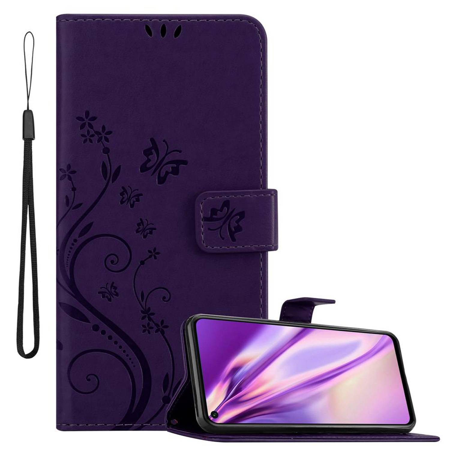 Cadorabo Hülle für Honor 20 / 20S / Huawei NOVA 5T Schutz Hülle in Lila Schutzhülle Handy Hülle Etui Case Blumen Flower