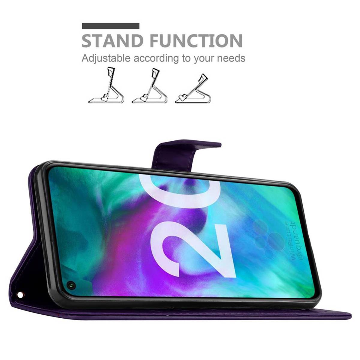 Cadorabo Hülle für Honor 20 / 20S / Huawei NOVA 5T Schutz Hülle in Lila Schutzhülle Handy Hülle Etui Case Blumen Flower