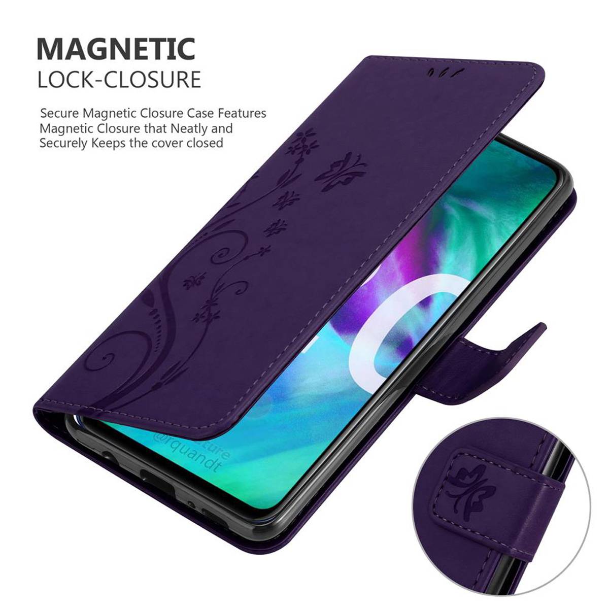 Cadorabo Hülle für Honor 20 / 20S / Huawei NOVA 5T Schutz Hülle in Lila Schutzhülle Handy Hülle Etui Case Blumen Flower