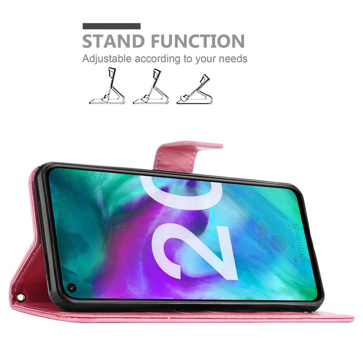 Cadorabo Hülle für Honor 20 / 20S / Huawei NOVA 5T Schutz Hülle in Rosa Schutzhülle Handy Hülle Etui Case Blumen Flower