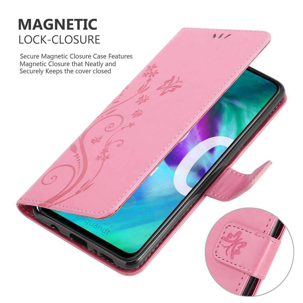 Cadorabo Hülle für Honor 20 / 20S / Huawei NOVA 5T Schutz Hülle in Rosa Schutzhülle Handy Hülle Etui Case Blumen Flower
