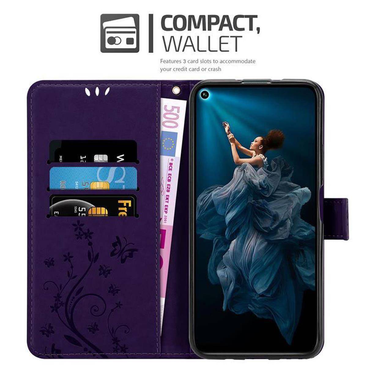 Cadorabo Hülle für Honor 20 PRO Schutz Hülle in Lila Schutzhülle Handy Hülle Etui Case Blumen Flower