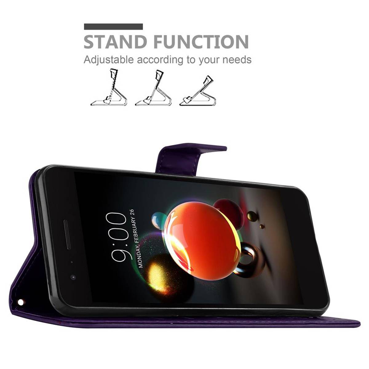 Cadorabo Hülle für LG K8 2018 / K9 2018 Schutz Hülle in Lila Schutzhülle Handy Hülle Etui Case Blumen Flower