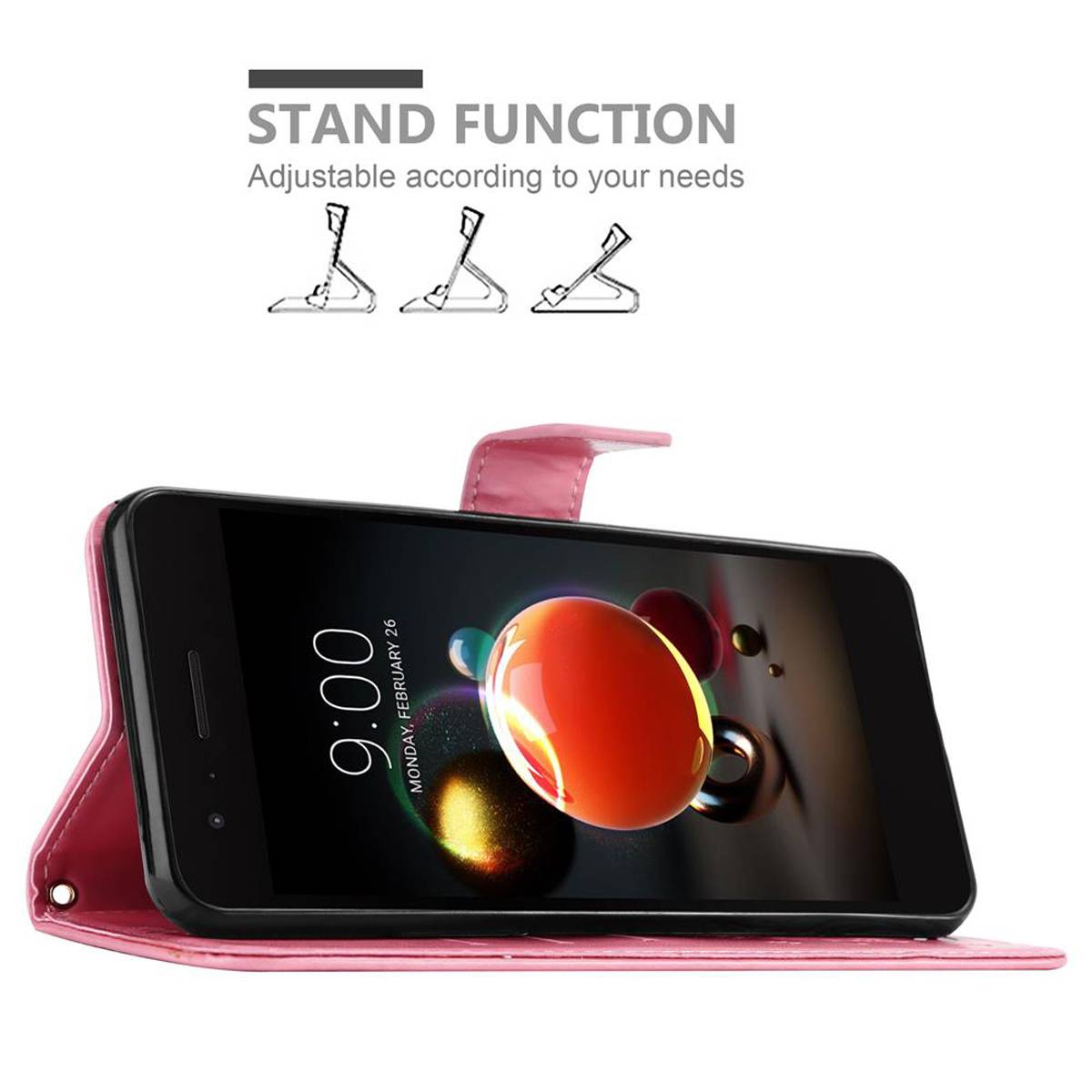 Cadorabo Hülle für LG K8 2018 / K9 2018 Schutz Hülle in Rosa Schutzhülle Handy Hülle Etui Case Blumen Flower