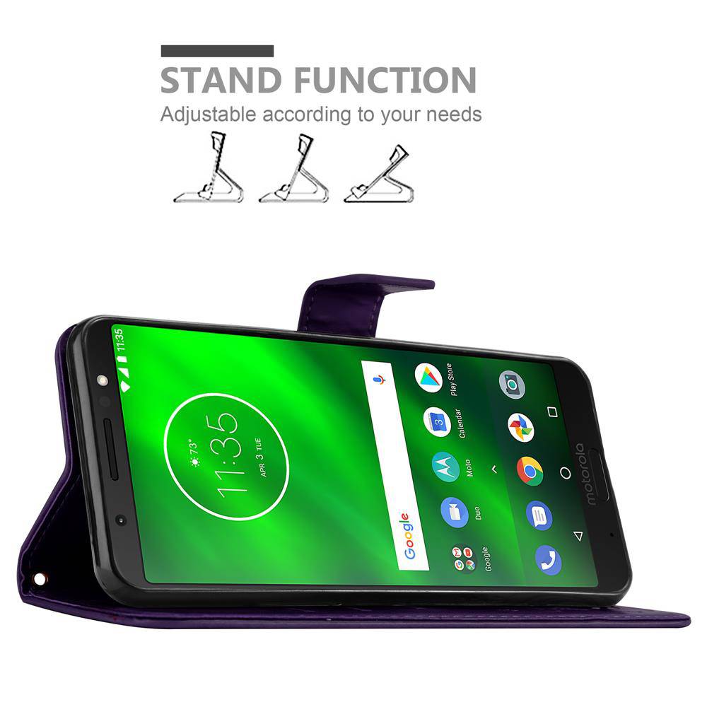 Cadorabo Hülle für Motorola MOTO G6 PLUS Schutz Hülle in Lila Schutzhülle Handy Hülle Etui Case Blumen Flower