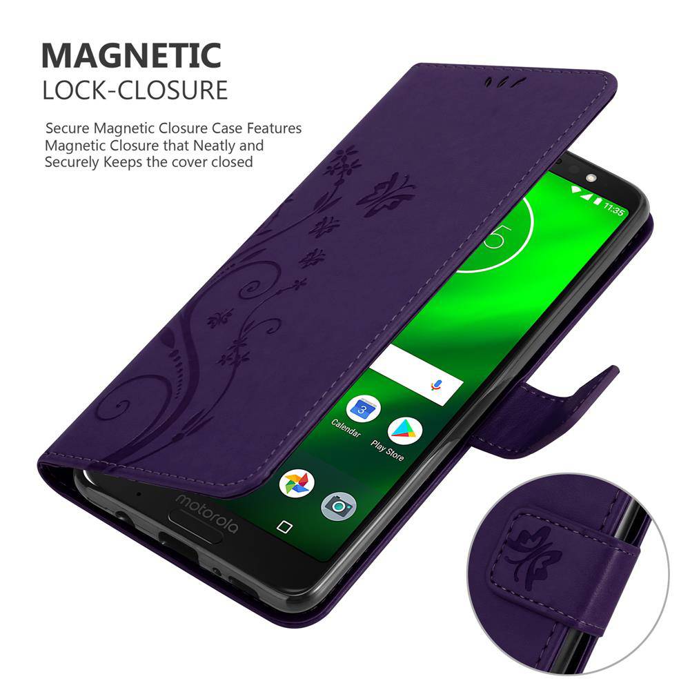 Cadorabo Hülle für Motorola MOTO G6 PLUS Schutz Hülle in Lila Schutzhülle Handy Hülle Etui Case Blumen Flower