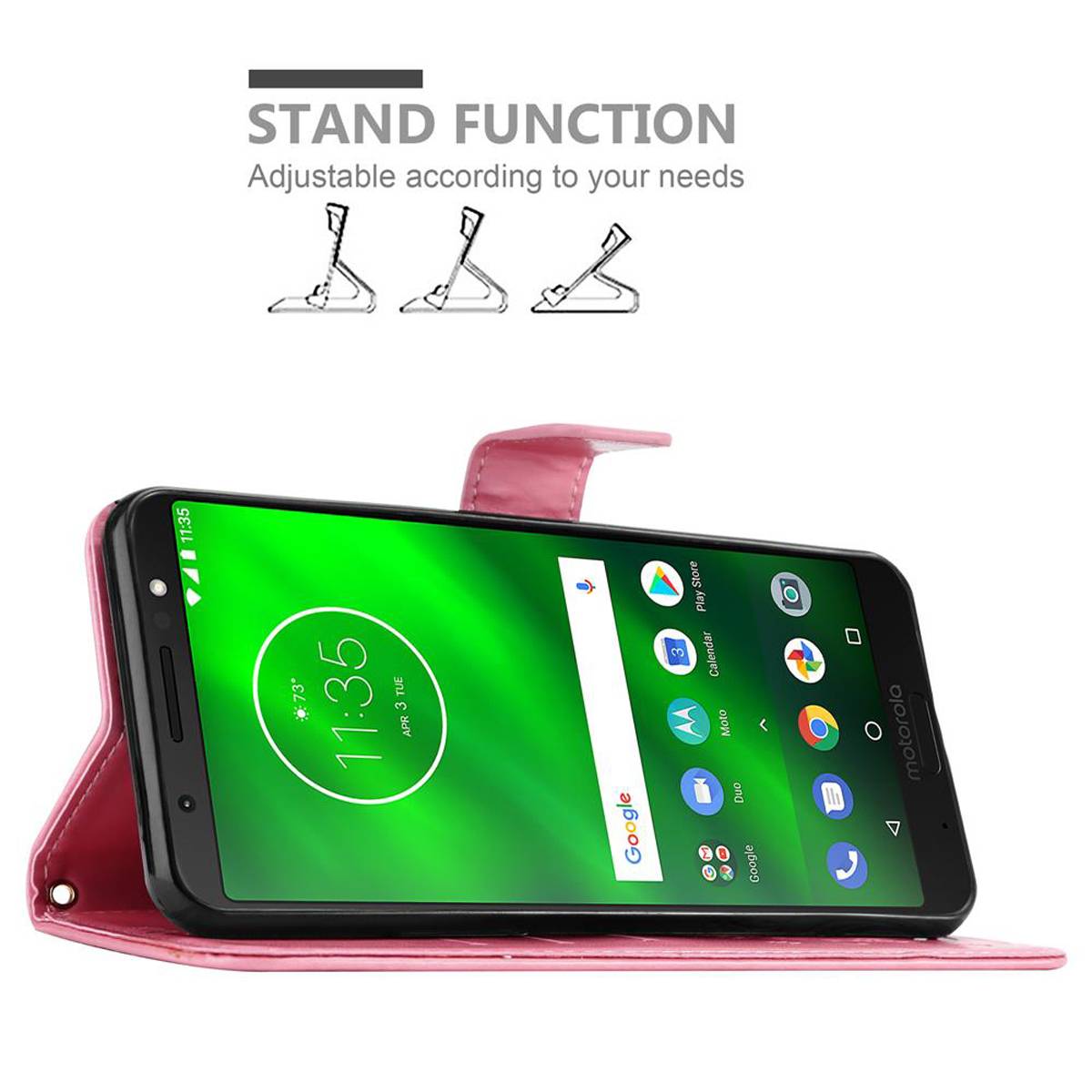 Cadorabo Hülle für Motorola MOTO G6 PLUS Schutz Hülle in Rosa Schutzhülle Handy Hülle Etui Case Blumen Flower