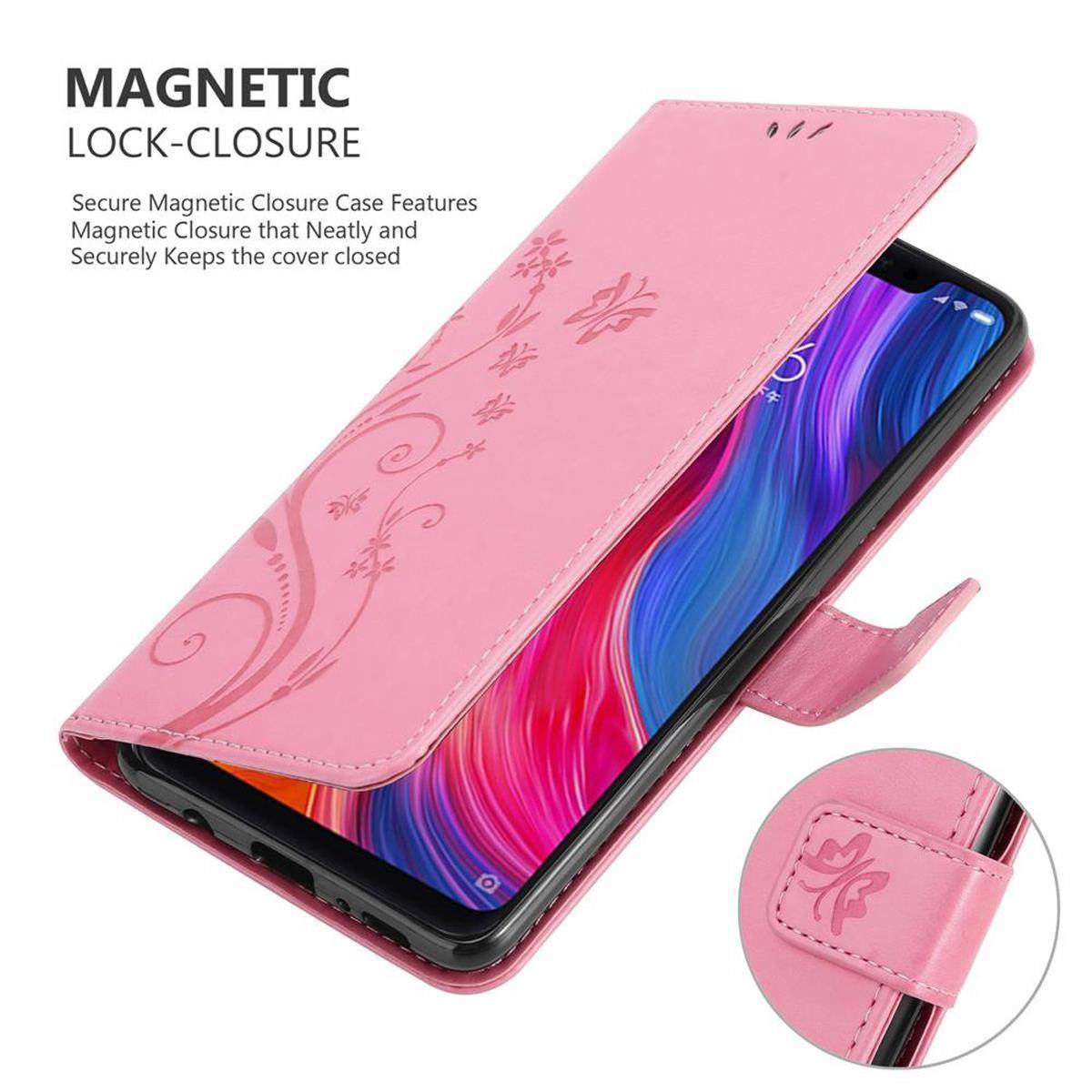 Cadorabo Hülle für Xiaomi Mi 8 Schutz Hülle in Rosa Schutzhülle Handy Hülle Etui Case Blumen Flower