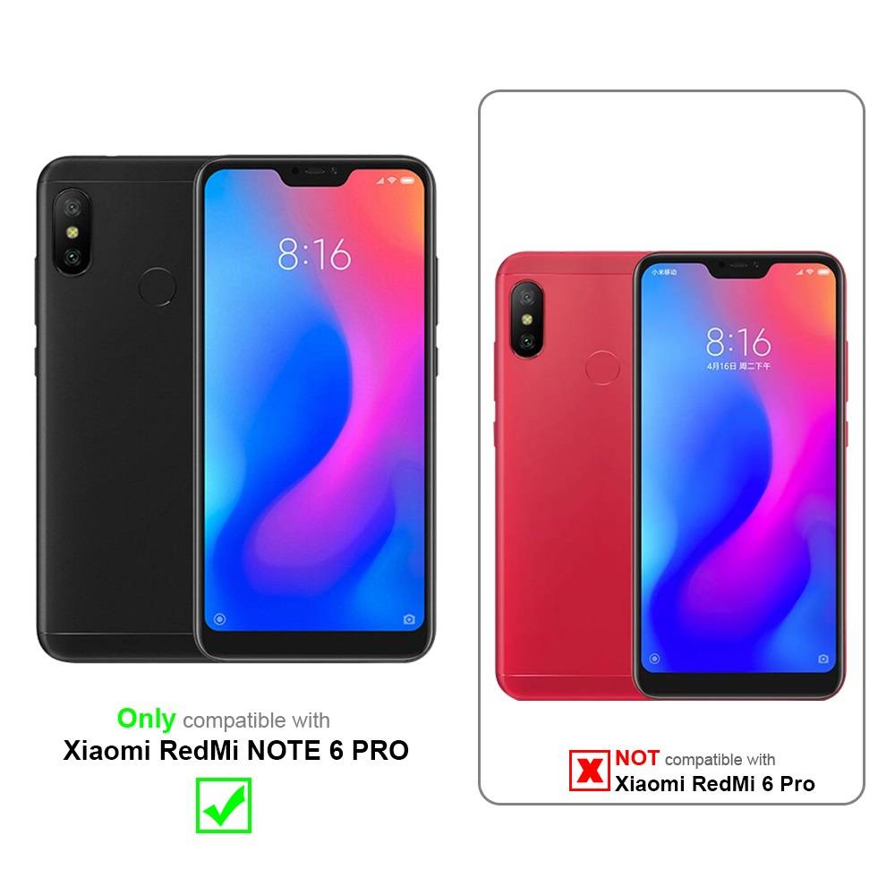 Cadorabo Hülle für Xiaomi RedMi NOTE 6 PRO Schutz Hülle in Grau Schutzhülle Handy Hülle Etui Case Blumen Flower