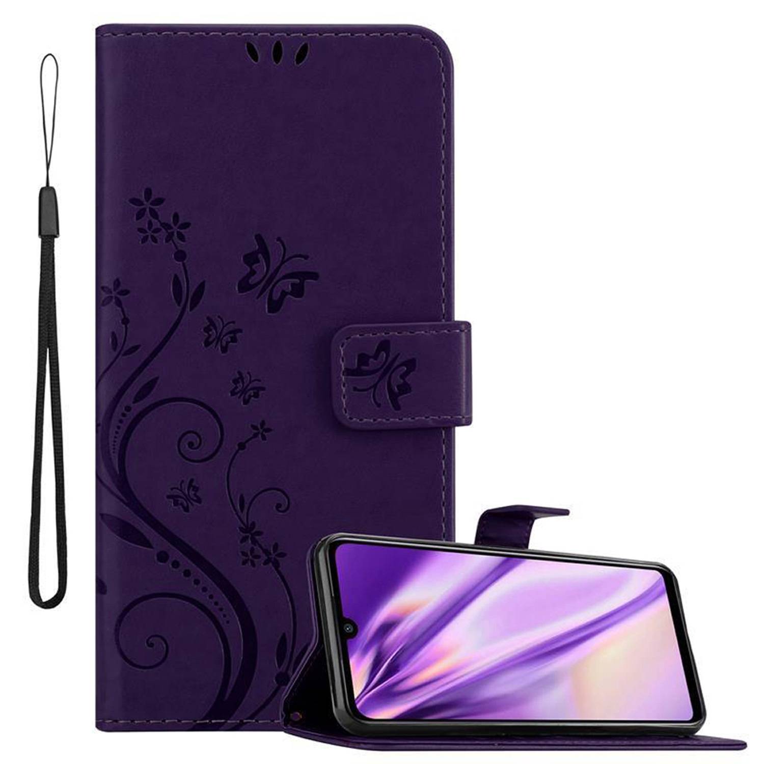 Cadorabo Hülle für Xiaomi RedMi NOTE 7 Schutz Hülle in Lila Schutzhülle Handy Hülle Etui Case Blumen Flower