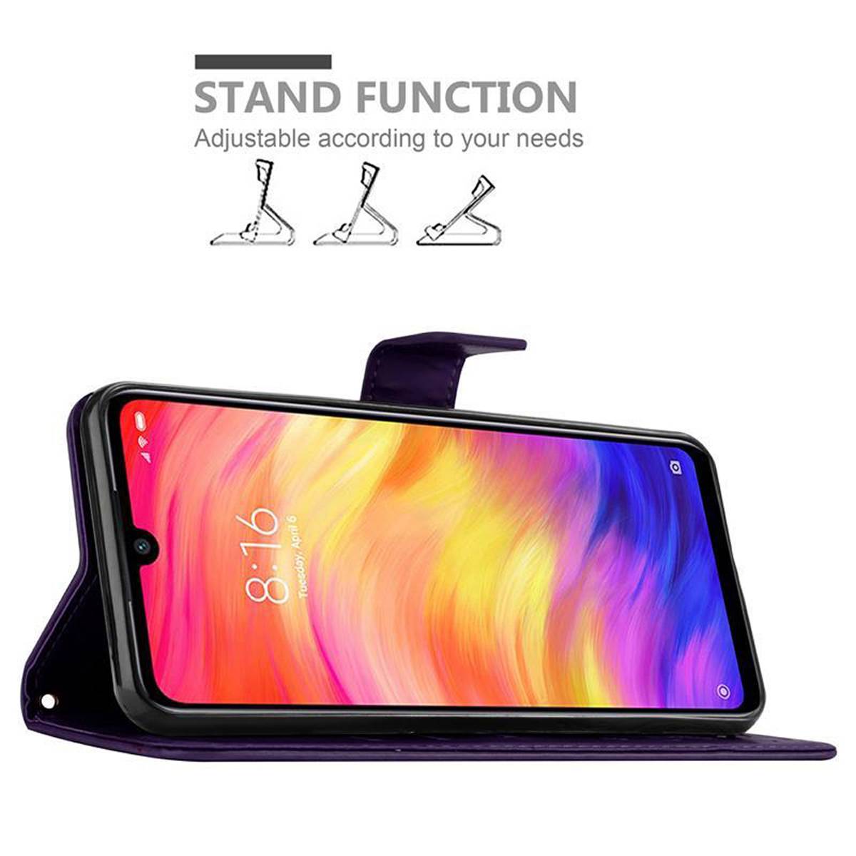 Cadorabo Hülle für Xiaomi RedMi NOTE 7 Schutz Hülle in Lila Schutzhülle Handy Hülle Etui Case Blumen Flower