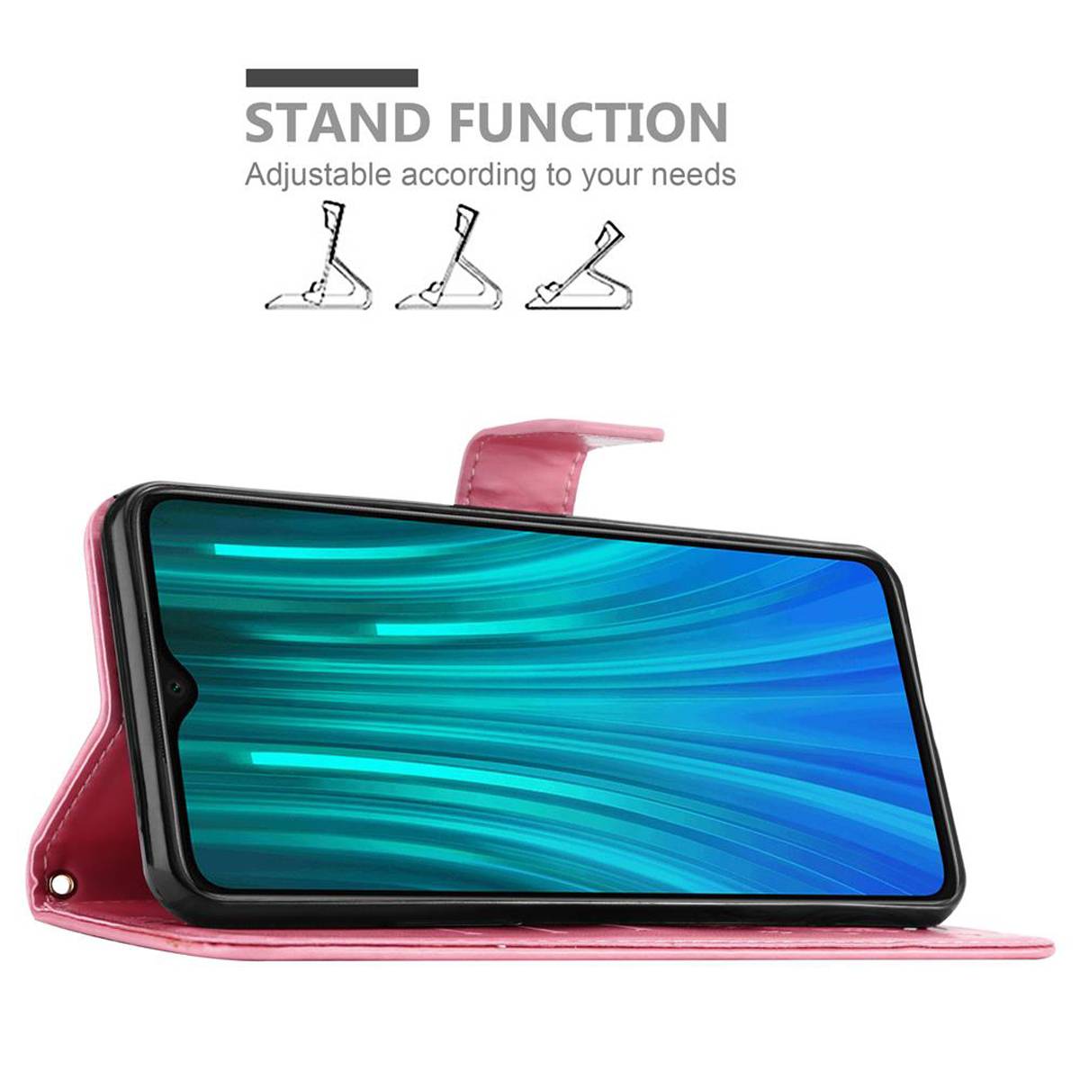 Cadorabo Hülle für Xiaomi RedMi NOTE 8 PRO Schutz Hülle in Rosa Schutzhülle Handy Hülle Etui Case Blumen Flower