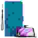 Cadorabo Hülle für Xiaomi Pocophone F1 Schutz Hülle in Blau Schutzhülle Handy Hülle Etui Case Blumen Flower