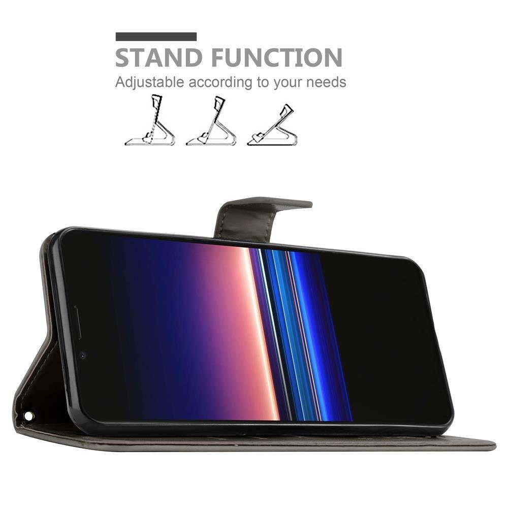 Cadorabo Hülle für Sony Xperia 1 / Xperia XZ4 Schutz Hülle in Grau Schutzhülle Handy Hülle Etui Case Blumen Flower