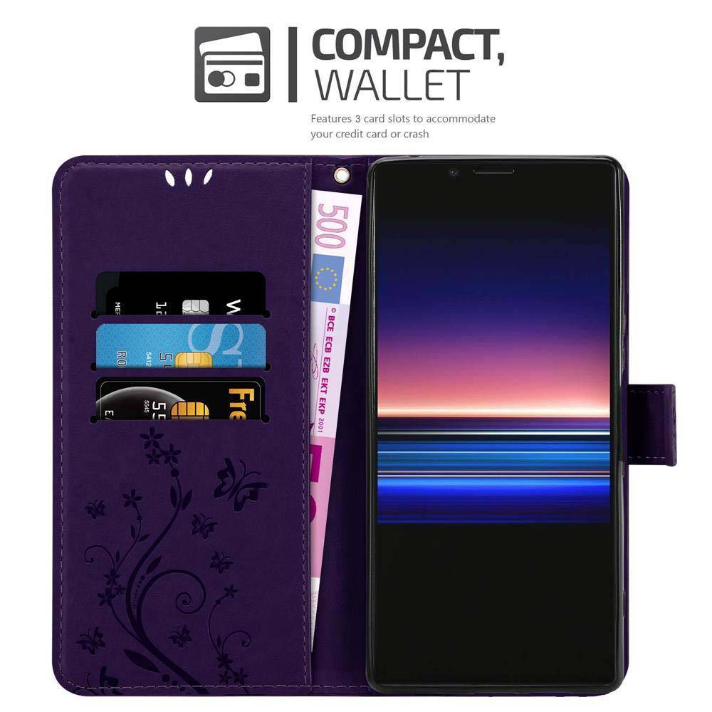 Cadorabo Hülle für Sony Xperia 1 / Xperia XZ4 Schutz Hülle in Lila Schutzhülle Handy Hülle Etui Case Blumen Flower