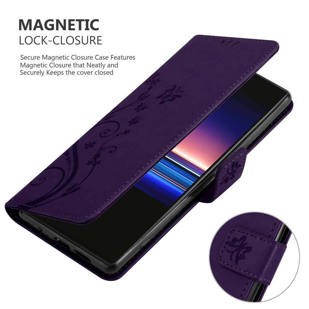 Cadorabo Hülle für Sony Xperia 1 / Xperia XZ4 Schutz Hülle in Lila Schutzhülle Handy Hülle Etui Case Blumen Flower