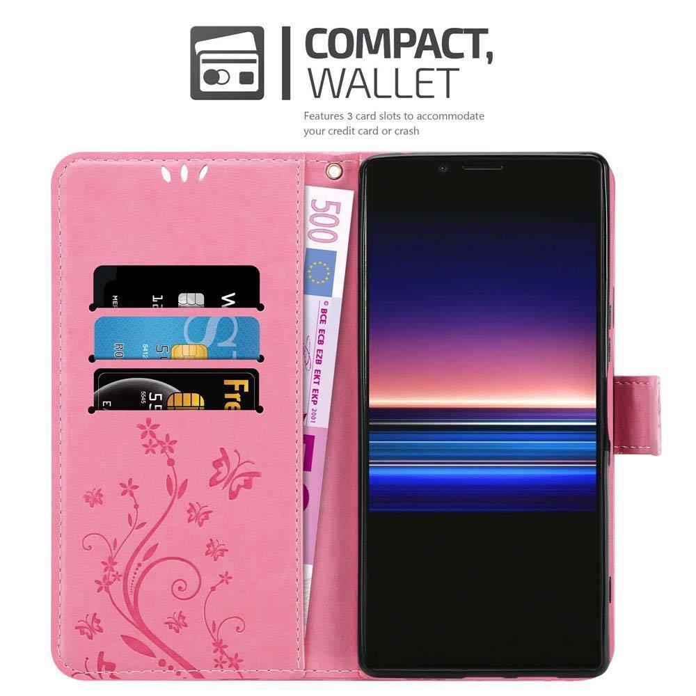 Cadorabo Hülle für Sony Xperia 1 / Xperia XZ4 Schutz Hülle in Rosa Schutzhülle Handy Hülle Etui Case Blumen Flower
