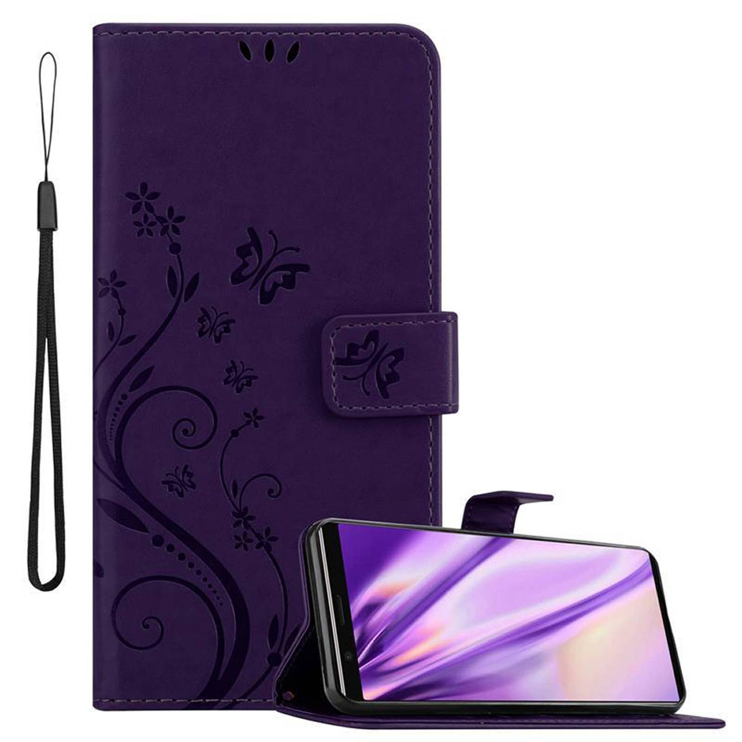 Cadorabo Hülle für Sony Xperia 5 Schutz Hülle in Lila Schutzhülle Handy Hülle Etui Case Blumen Flower