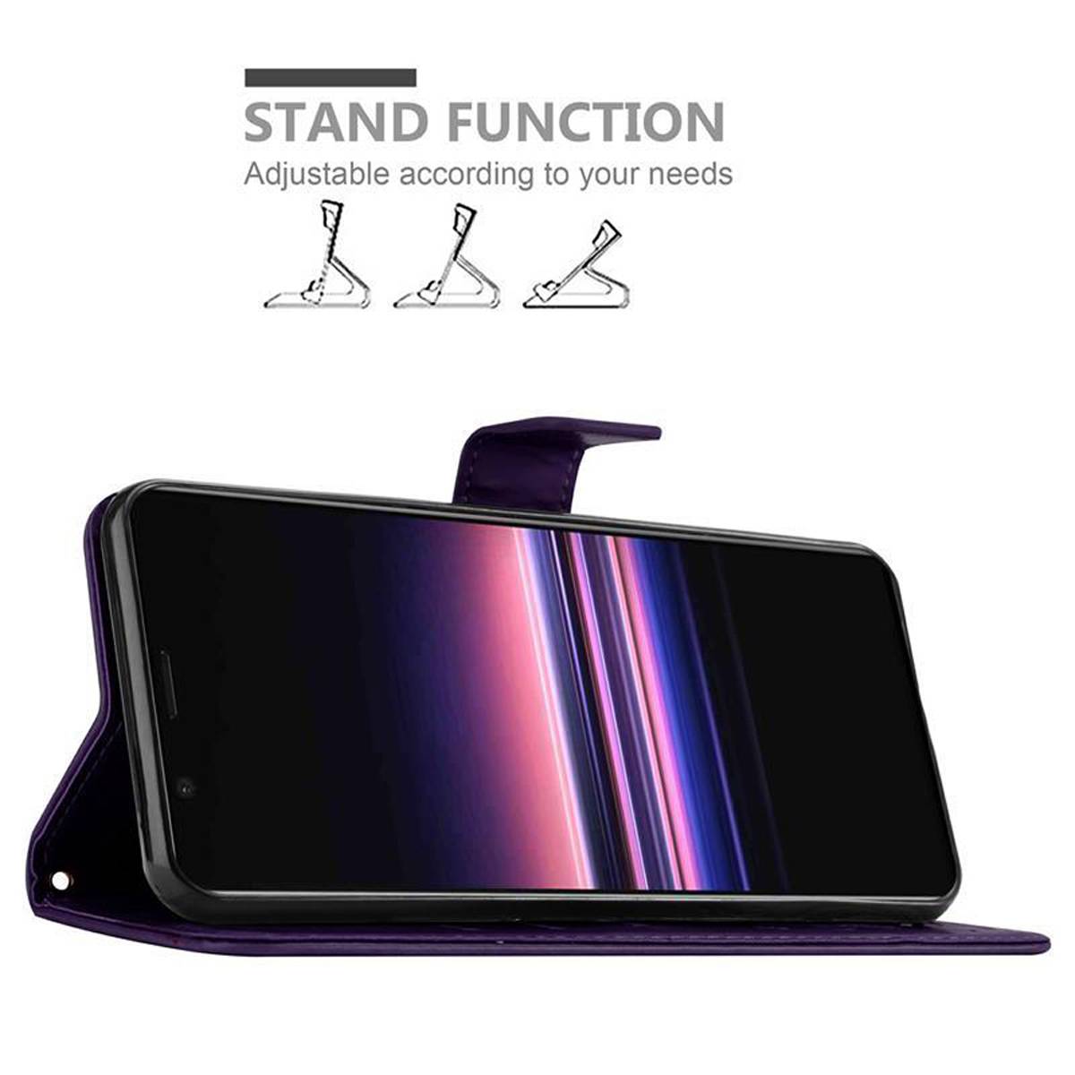 Cadorabo Hülle für Sony Xperia 5 Schutz Hülle in Lila Schutzhülle Handy Hülle Etui Case Blumen Flower