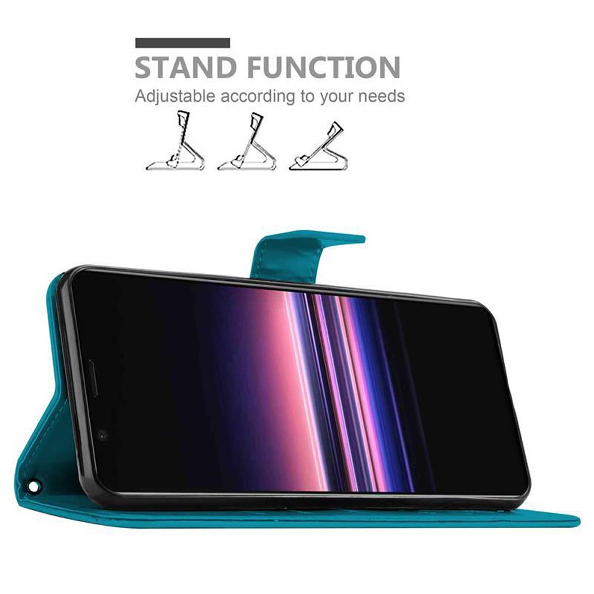 Cadorabo Hülle für Sony Xperia 5 Schutz Hülle in Blau Schutzhülle Handy Hülle Etui Case Blumen Flower