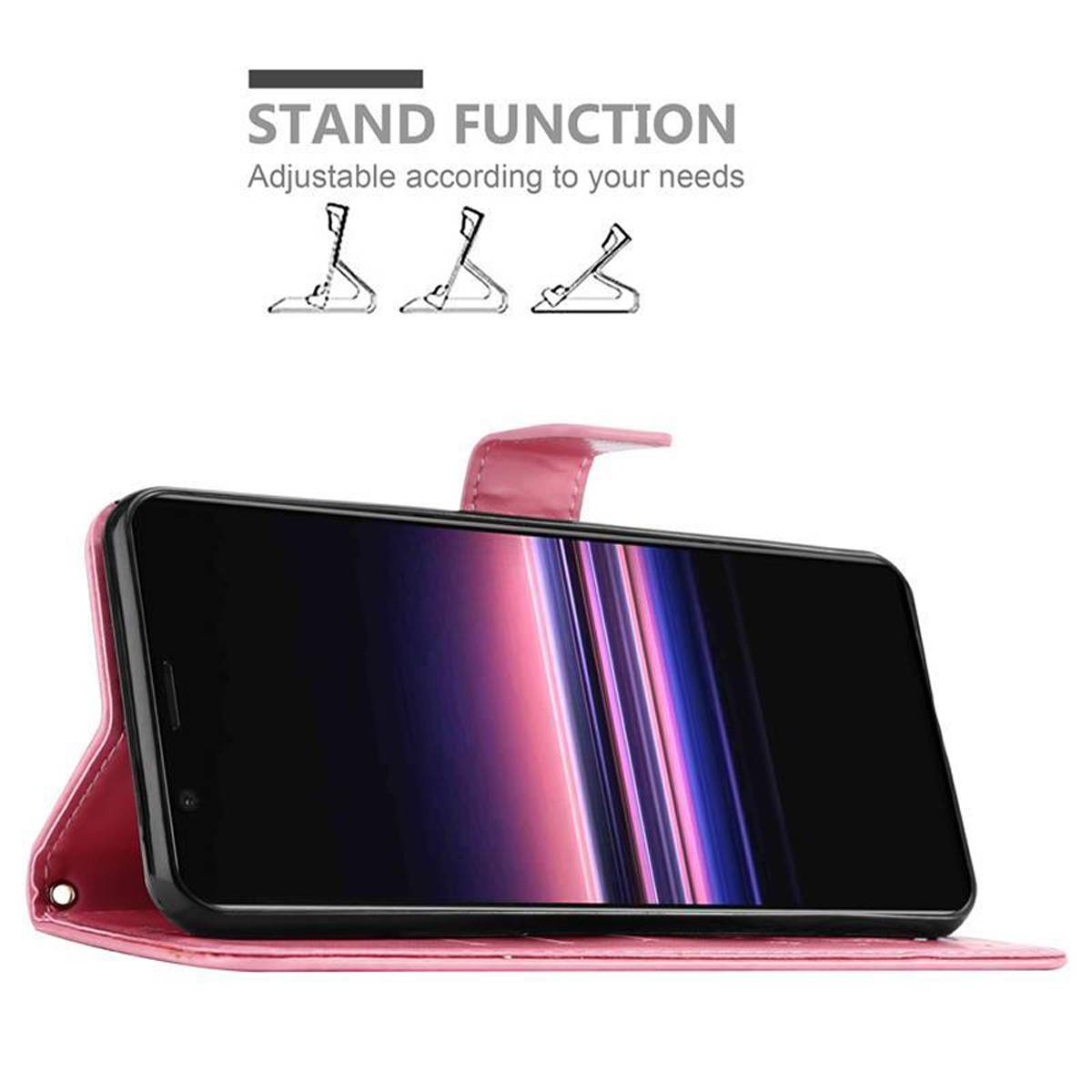Cadorabo Hülle für Sony Xperia 5 Schutz Hülle in Rosa Schutzhülle Handy Hülle Etui Case Blumen Flower