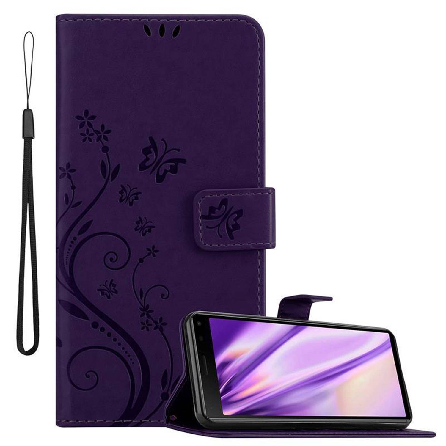 Cadorabo Hülle für Sony Xperia 8 Schutz Hülle in Lila Schutzhülle Handy Hülle Etui Case Blumen Flower