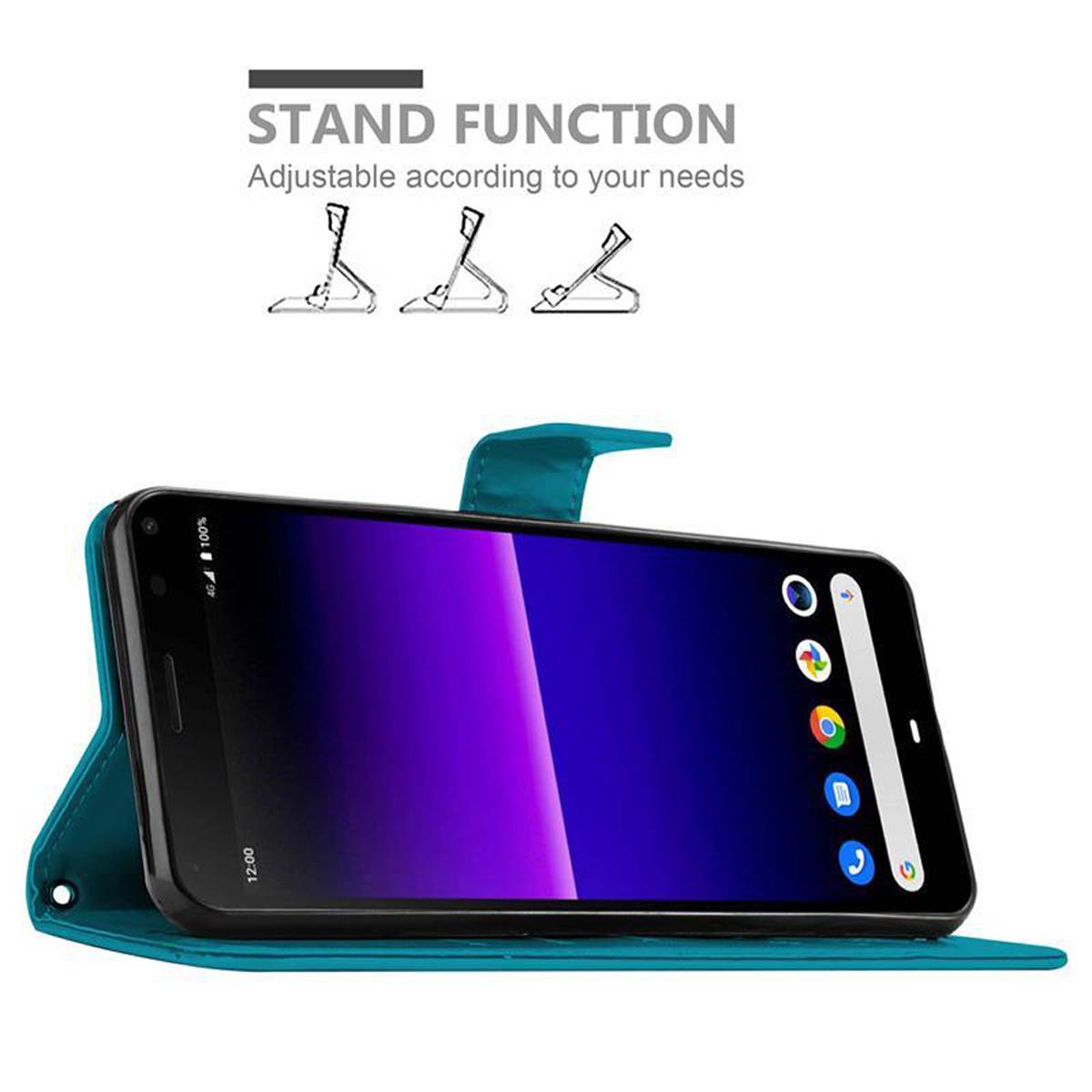 Cadorabo Hülle für Sony Xperia 8 Schutz Hülle in Blau Schutzhülle Handy Hülle Etui Case Blumen Flower