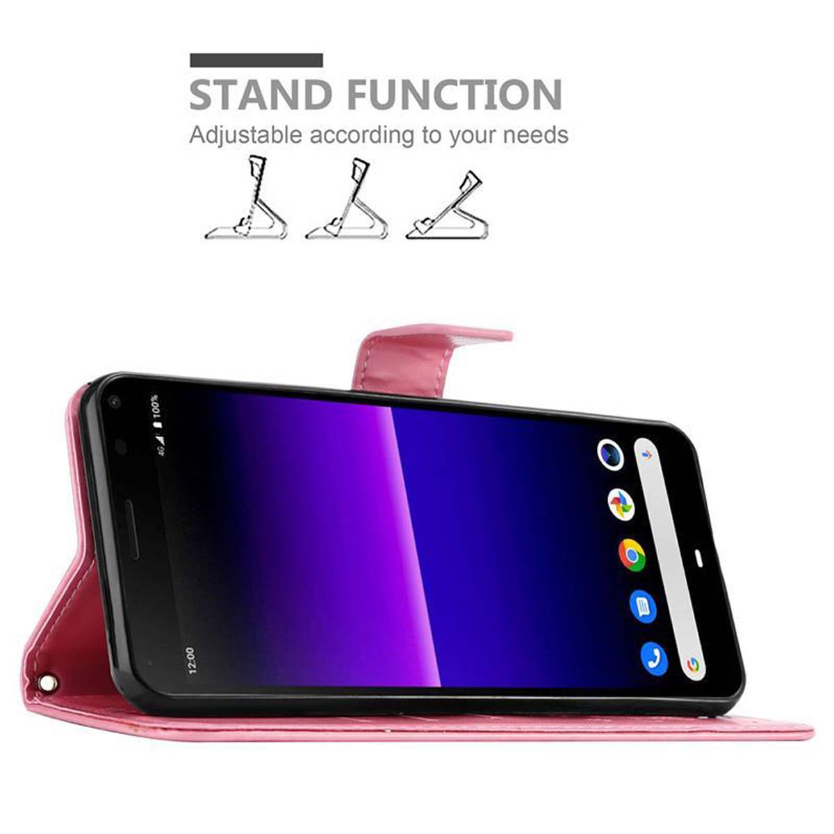 Cadorabo Hülle für Sony Xperia 8 Schutz Hülle in Rosa Schutzhülle Handy Hülle Etui Case Blumen Flower