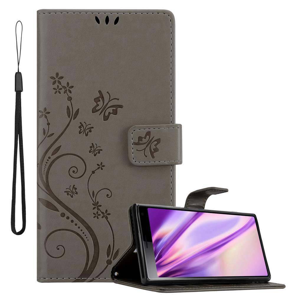 Cadorabo Hülle für Sony Xperia 10 / Xperia XA3 Schutz Hülle in Grau Schutzhülle Handy Hülle Etui Case Blumen Flower