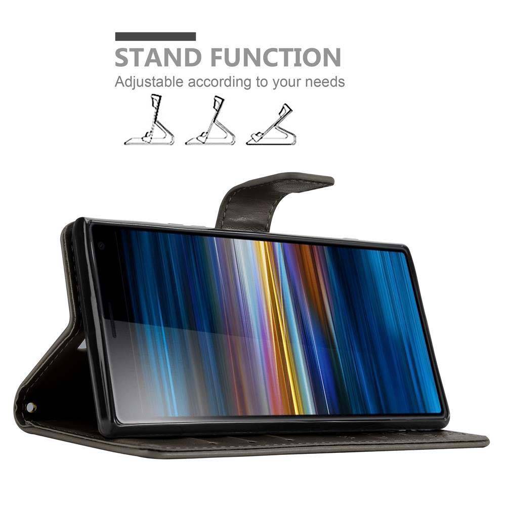 Cadorabo Hülle für Sony Xperia 10 / Xperia XA3 Schutz Hülle in Grau Schutzhülle Handy Hülle Etui Case Blumen Flower