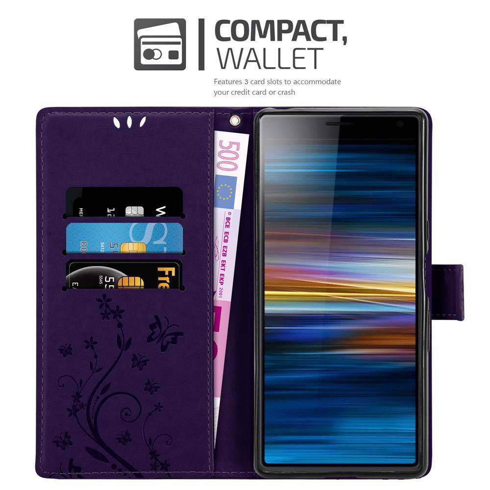 Cadorabo Hülle für Sony Xperia 10 / Xperia XA3 Schutz Hülle in Lila Schutzhülle Handy Hülle Etui Case Blumen Flower