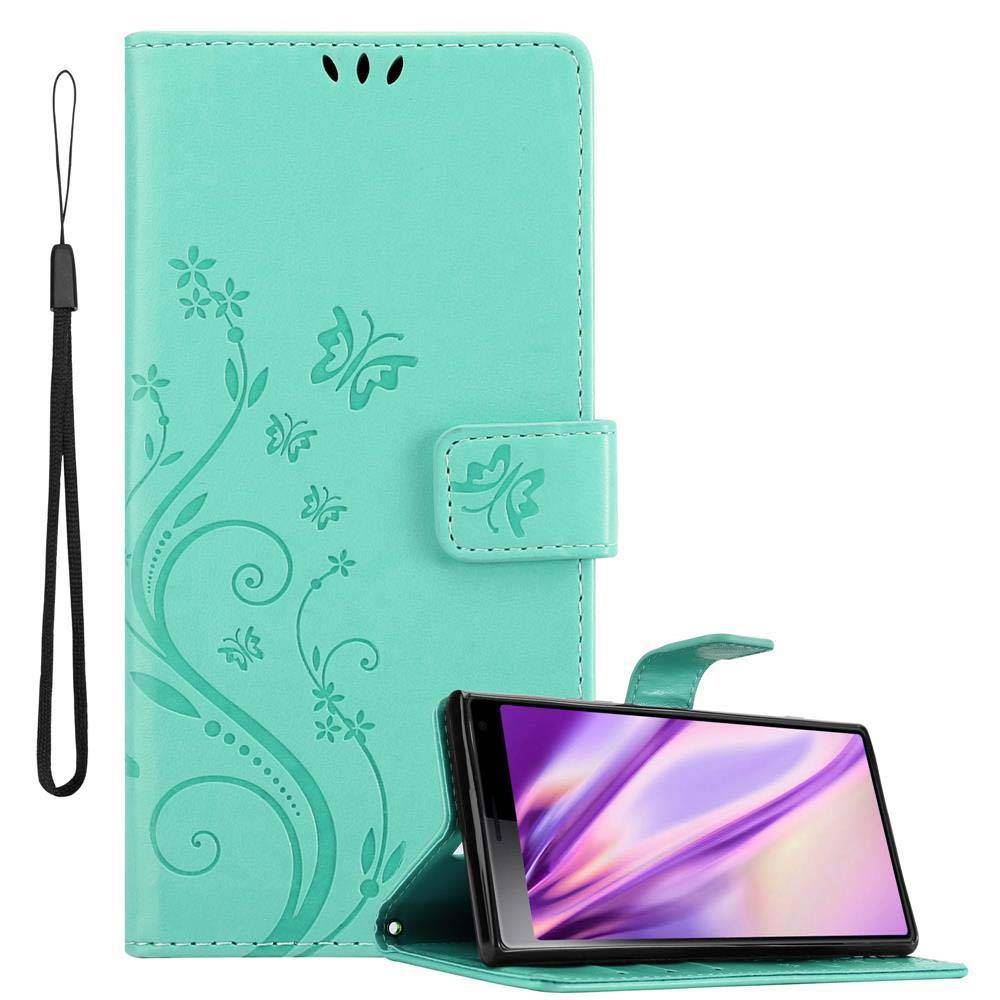 Cadorabo Hülle für Sony Xperia 10 / Xperia XA3 Schutz Hülle in Türkis Schutzhülle Handy Hülle Etui Case Blumen Flower