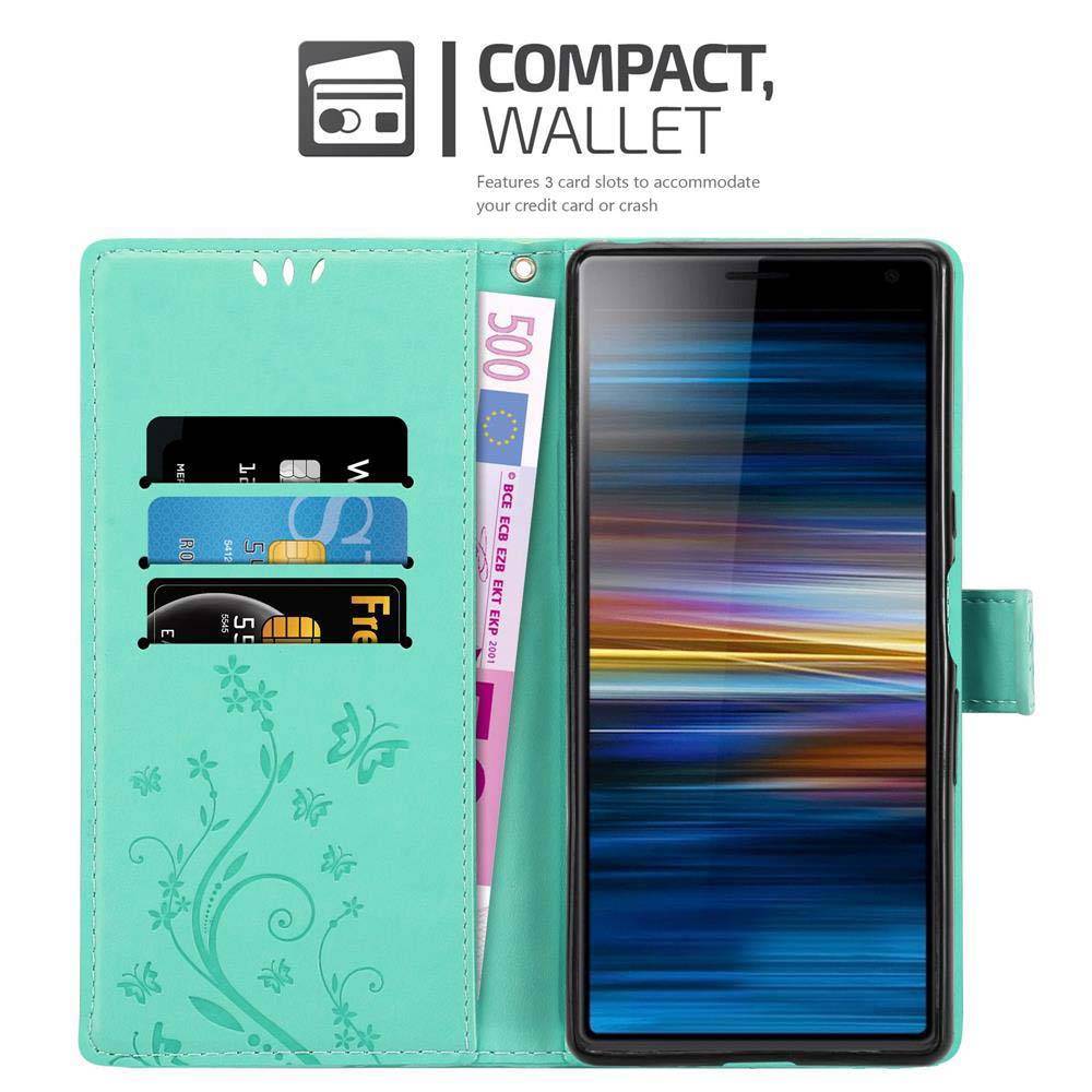 Cadorabo Hülle für Sony Xperia 10 / Xperia XA3 Schutz Hülle in Türkis Schutzhülle Handy Hülle Etui Case Blumen Flower