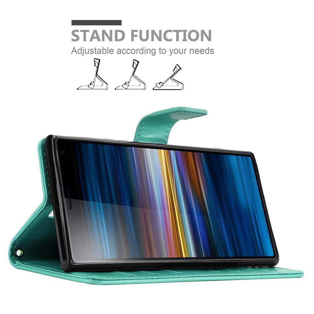 Cadorabo Hülle für Sony Xperia 10 / Xperia XA3 Schutz Hülle in Türkis Schutzhülle Handy Hülle Etui Case Blumen Flower