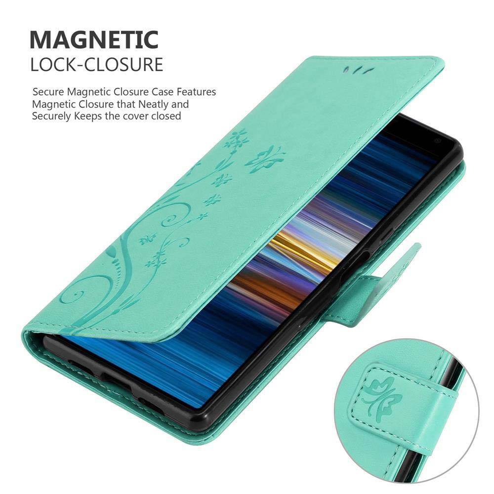Cadorabo Hülle für Sony Xperia 10 / Xperia XA3 Schutz Hülle in Türkis Schutzhülle Handy Hülle Etui Case Blumen Flower