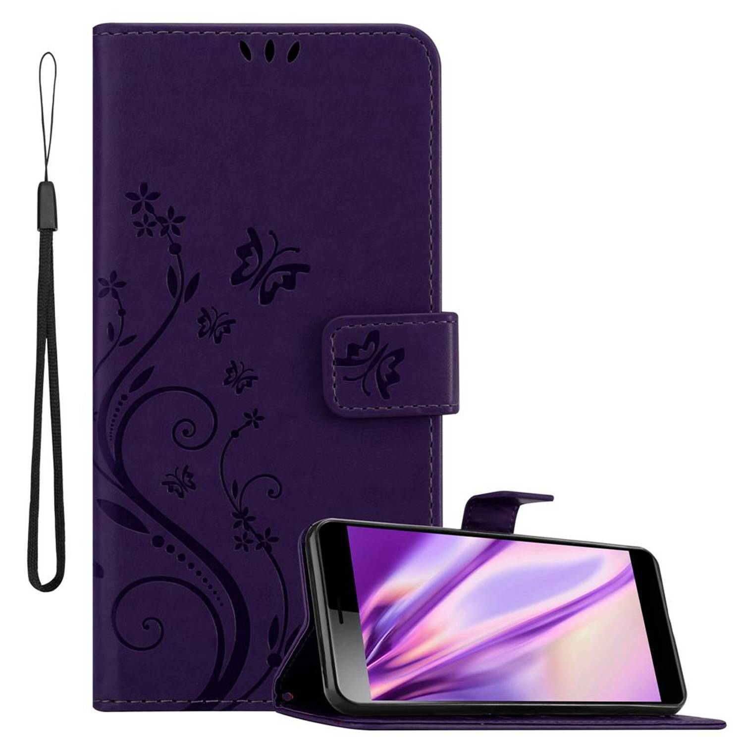 Cadorabo Hülle für Sony Xperia L3 Schutz Hülle in Lila Schutzhülle Handy Hülle Etui Case Blumen Flower