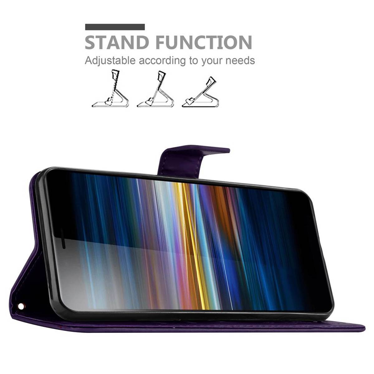 Cadorabo Hülle für Sony Xperia L3 Schutz Hülle in Lila Schutzhülle Handy Hülle Etui Case Blumen Flower