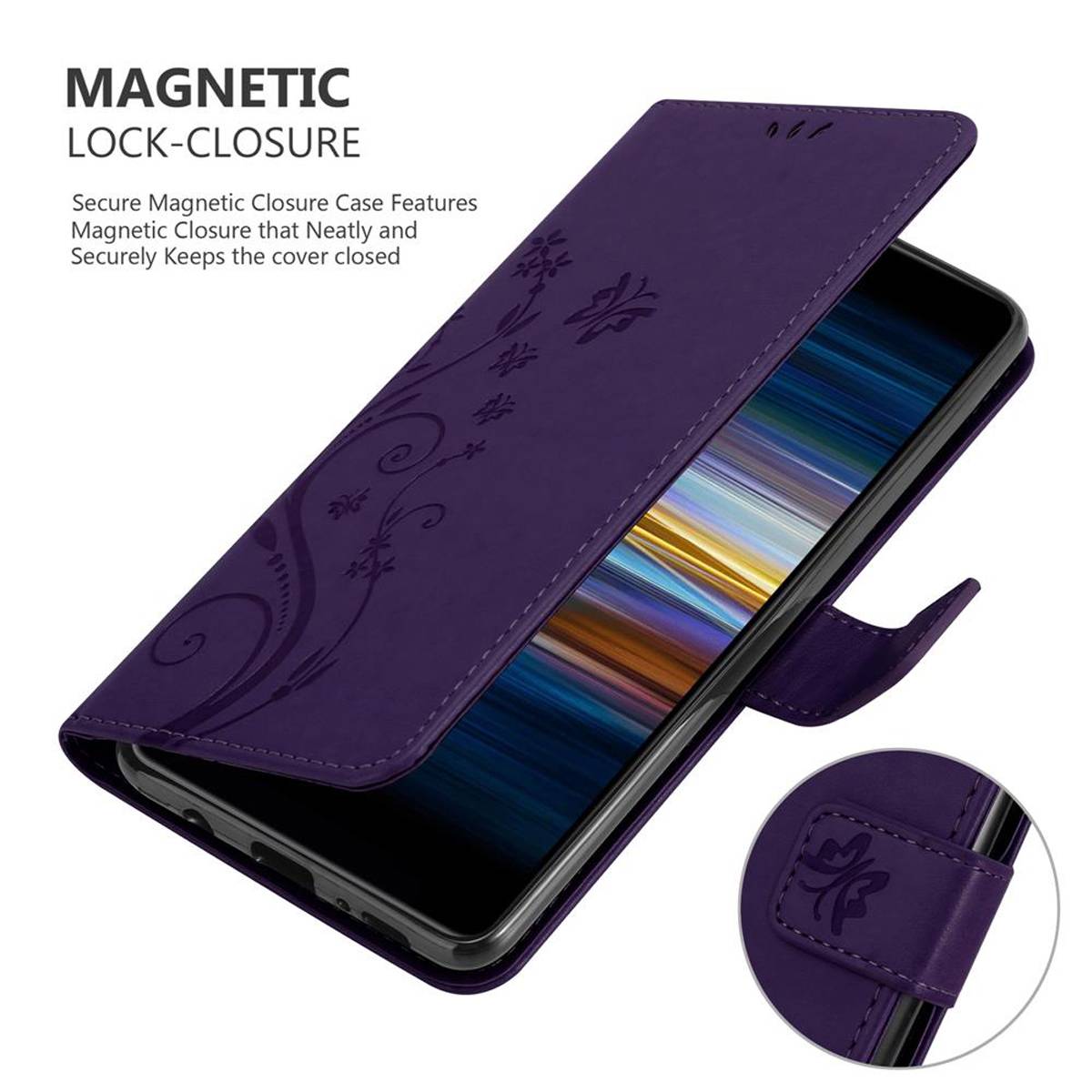 Cadorabo Hülle für Sony Xperia L3 Schutz Hülle in Lila Schutzhülle Handy Hülle Etui Case Blumen Flower