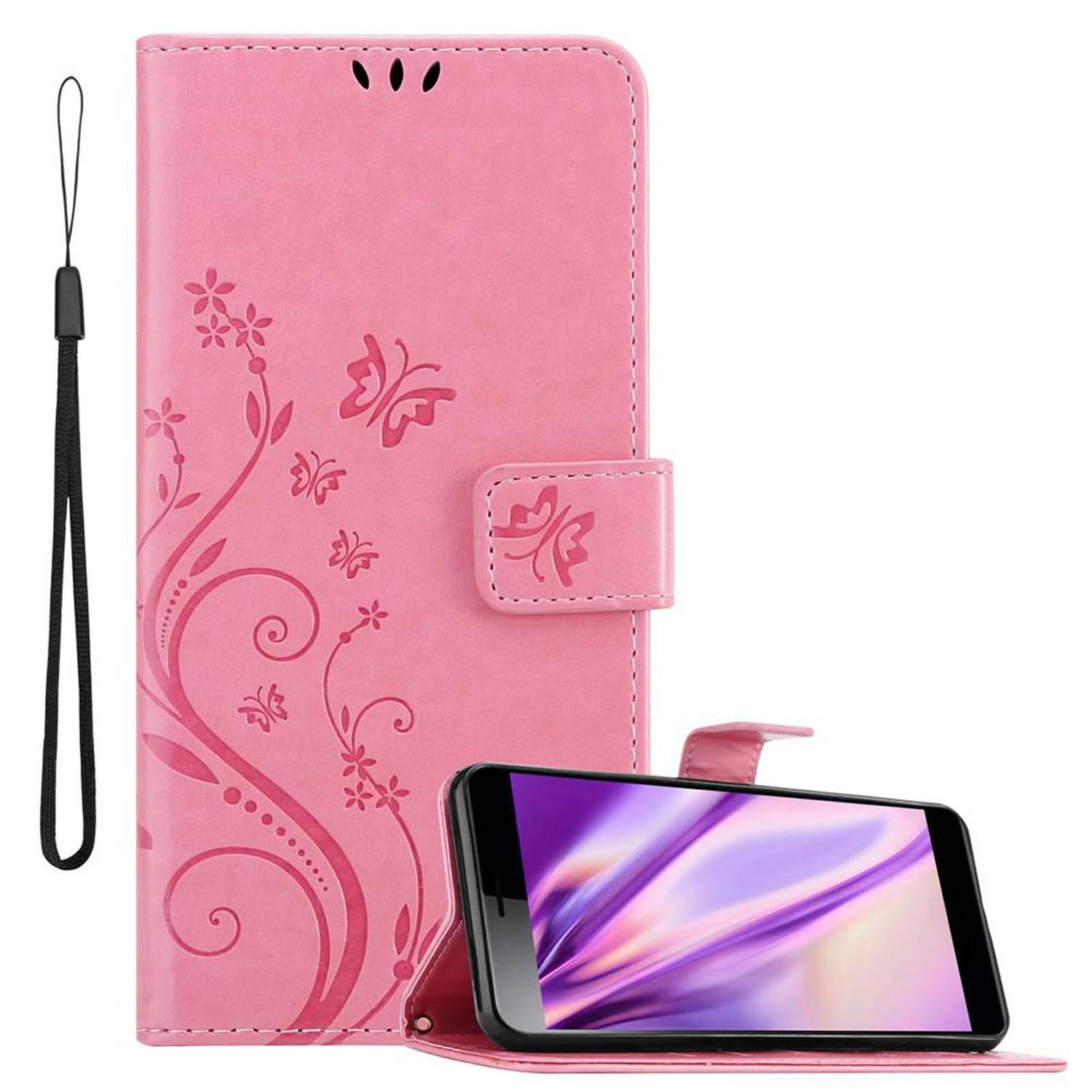 Cadorabo Hülle für Sony Xperia L3 Schutz Hülle in Rosa Schutzhülle Handy Hülle Etui Case Blumen Flower