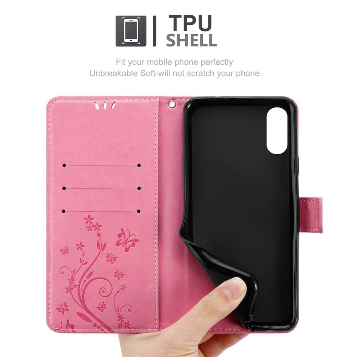 Cadorabo Hülle für Sony Xperia L3 Schutz Hülle in Rosa Schutzhülle Handy Hülle Etui Case Blumen Flower