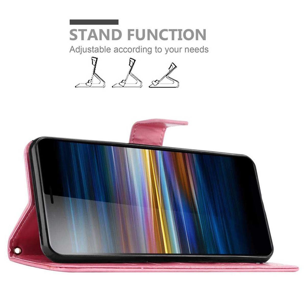 Cadorabo Hülle für Sony Xperia L3 Schutz Hülle in Rosa Schutzhülle Handy Hülle Etui Case Blumen Flower