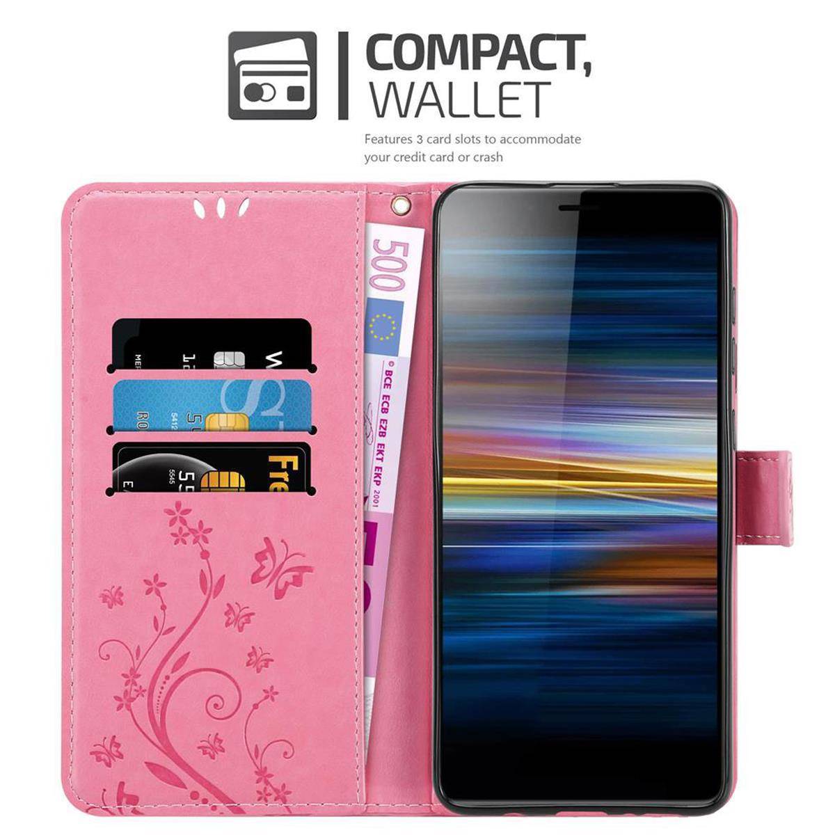 Cadorabo Hülle für Sony Xperia L3 Schutz Hülle in Rosa Schutzhülle Handy Hülle Etui Case Blumen Flower