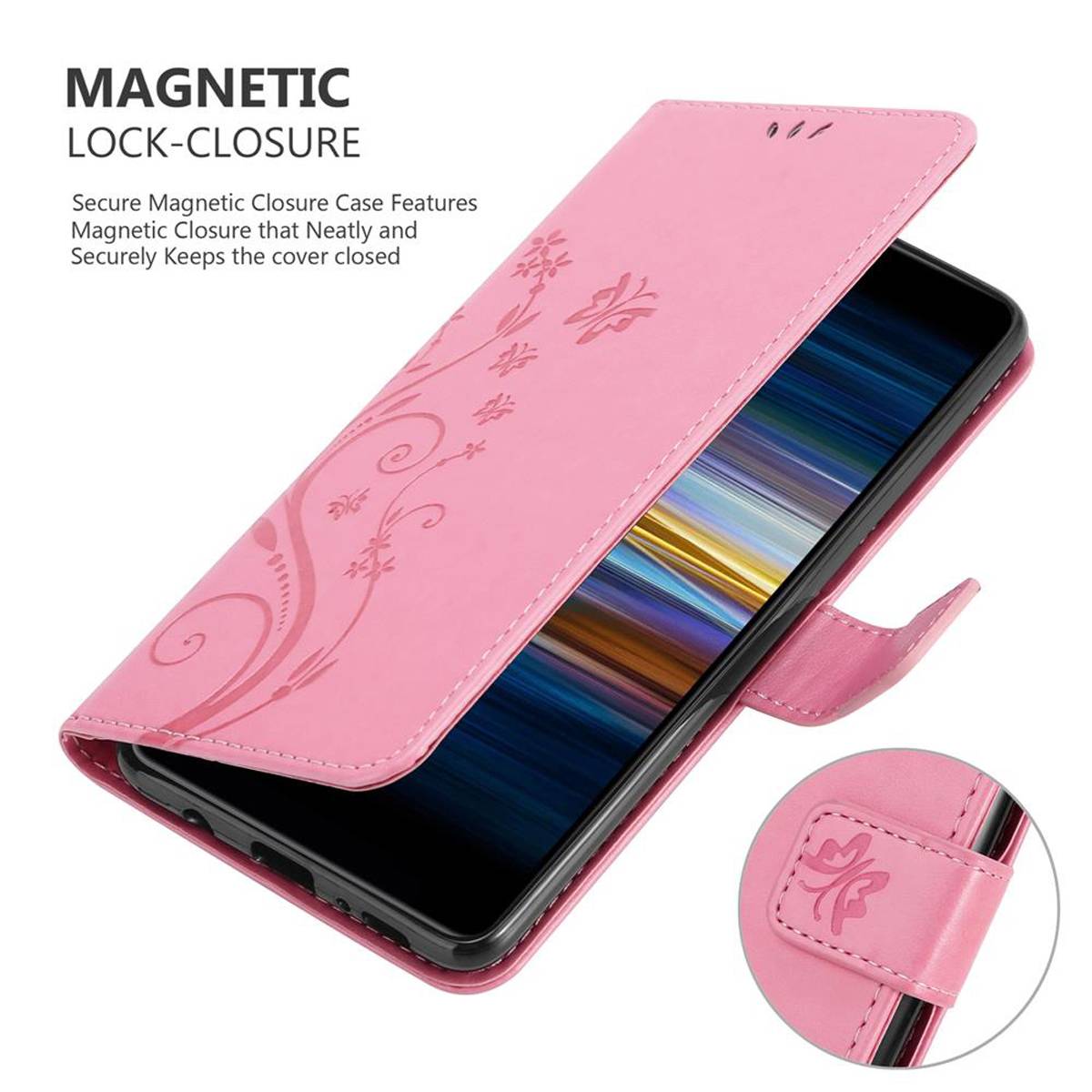 Cadorabo Hülle für Sony Xperia L3 Schutz Hülle in Rosa Schutzhülle Handy Hülle Etui Case Blumen Flower