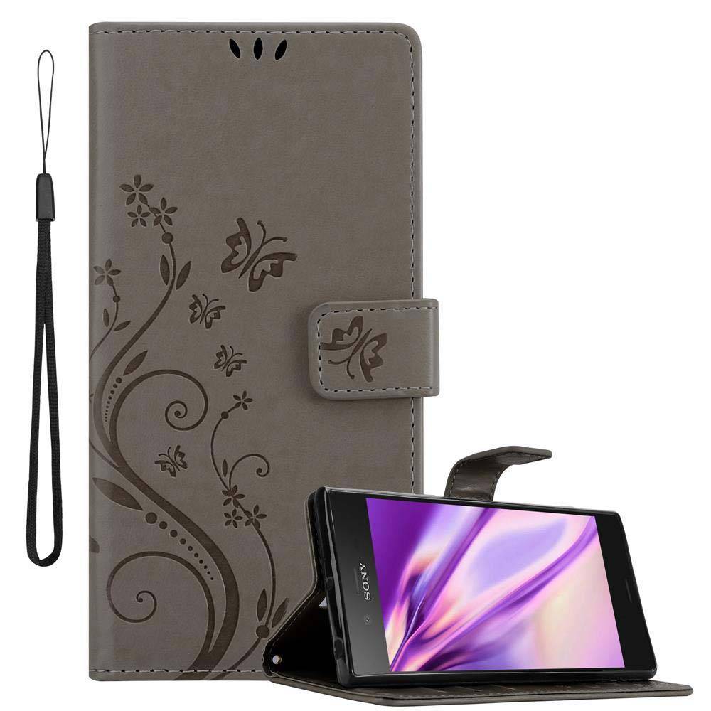 Cadorabo Hülle für Sony Xperia XZ1 Schutz Hülle in Grau Schutzhülle Handy Hülle Etui Case Blumen Flower