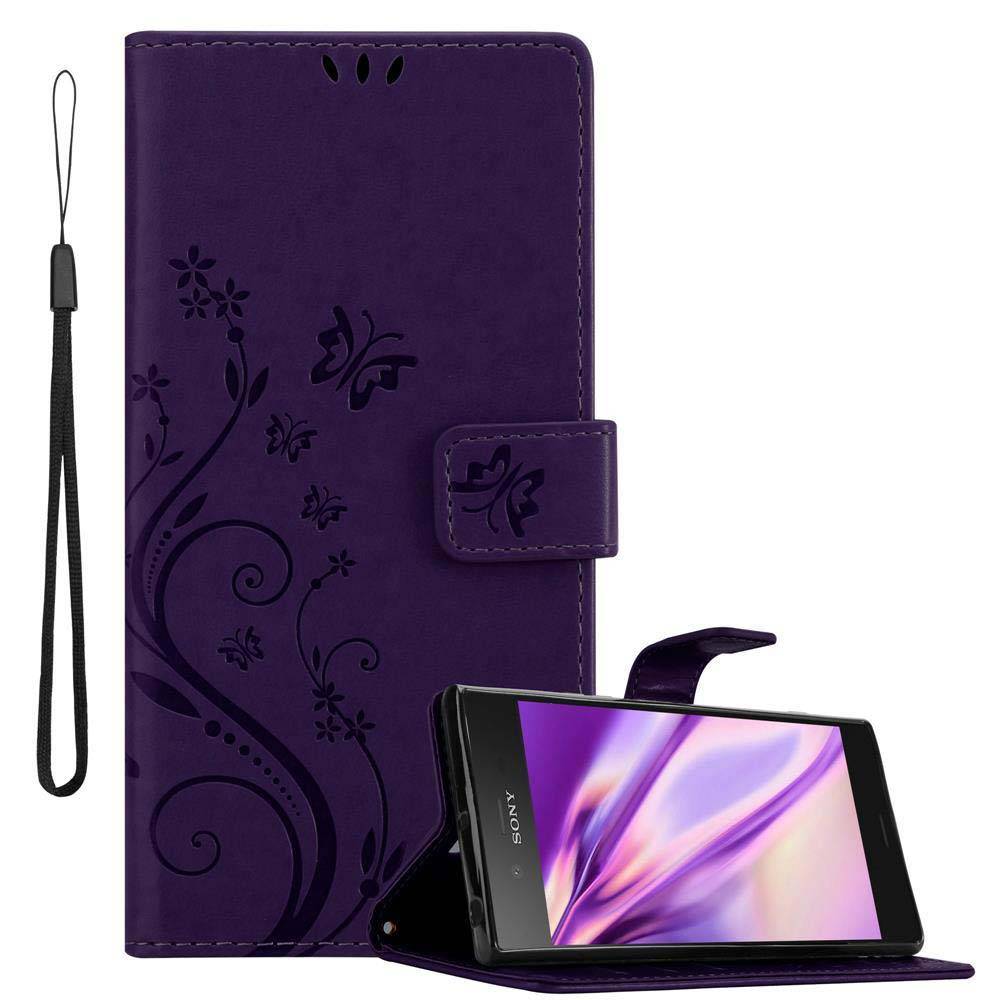 Cadorabo Hülle für Sony Xperia XZ1 Schutz Hülle in Lila Schutzhülle Handy Hülle Etui Case Blumen Flower