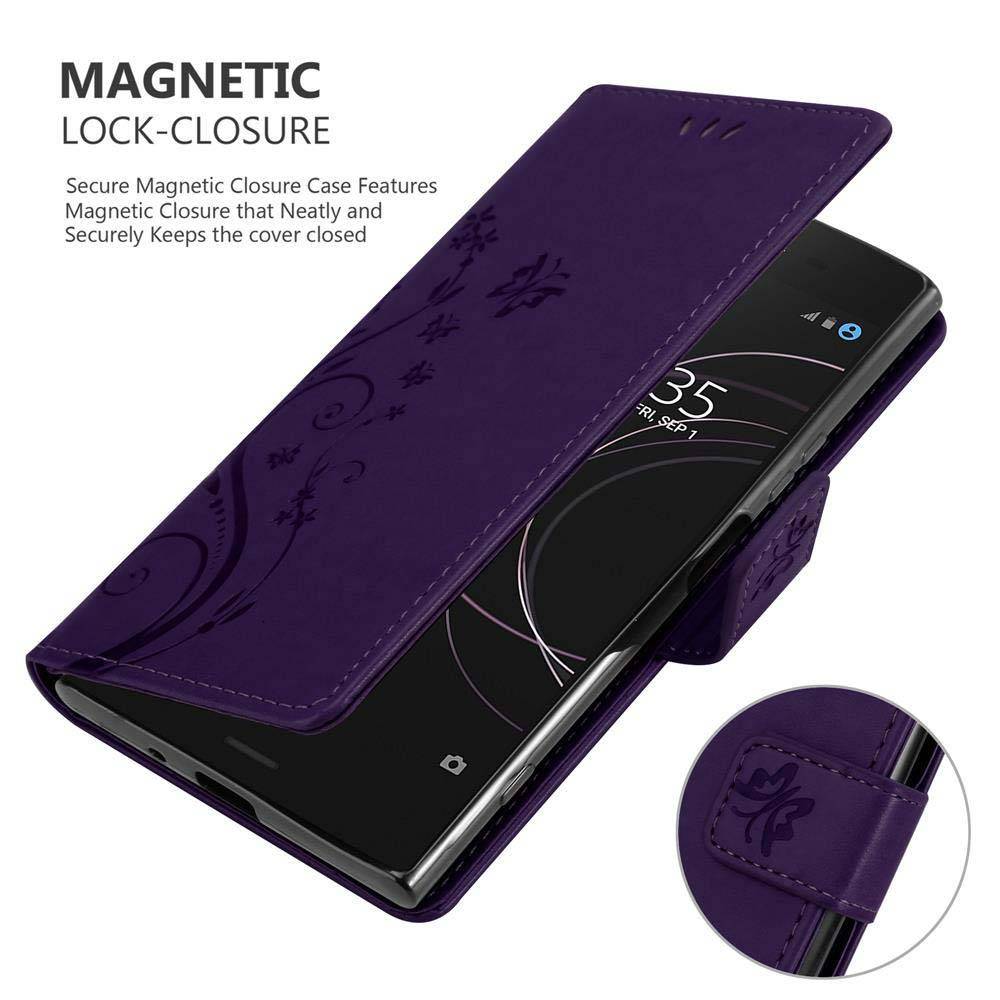 Cadorabo Hülle für Sony Xperia XZ1 Schutz Hülle in Lila Schutzhülle Handy Hülle Etui Case Blumen Flower