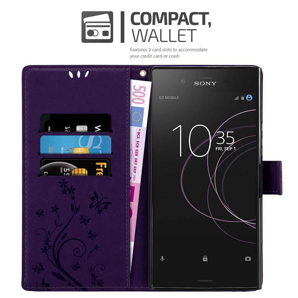 Cadorabo Hülle für Sony Xperia XZ1 Schutz Hülle in Lila Schutzhülle Handy Hülle Etui Case Blumen Flower