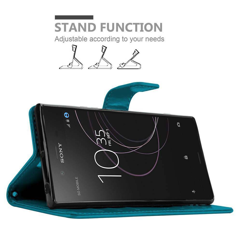 Cadorabo Hülle für Sony Xperia XZ1 Schutz Hülle in Blau Schutzhülle Handy Hülle Etui Case Blumen Flower